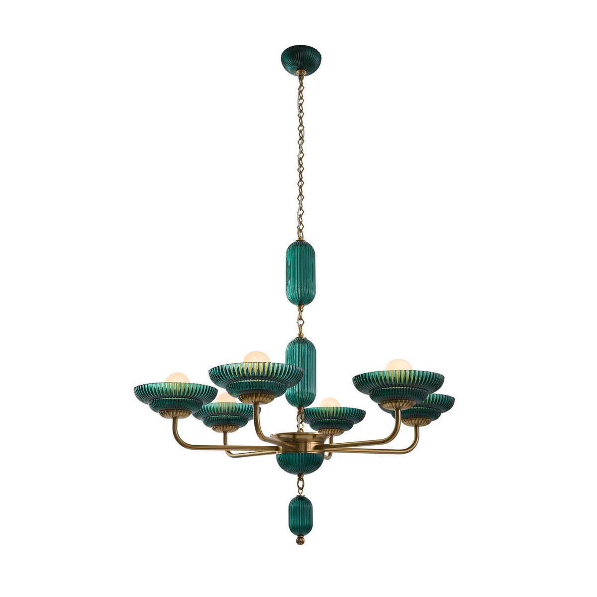 40'' Verde 6 Light True Satin Brass Chandelier