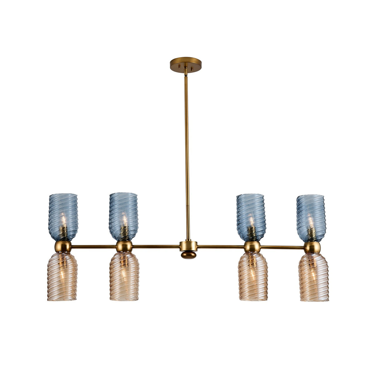 25'' Azul 8 Light Aged Gold Linear Pendant