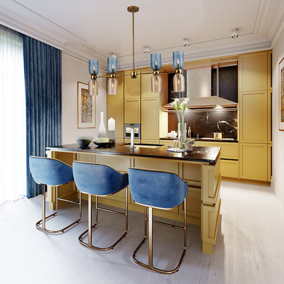 25'' Azul 8 Light Aged Gold Linear Pendant
