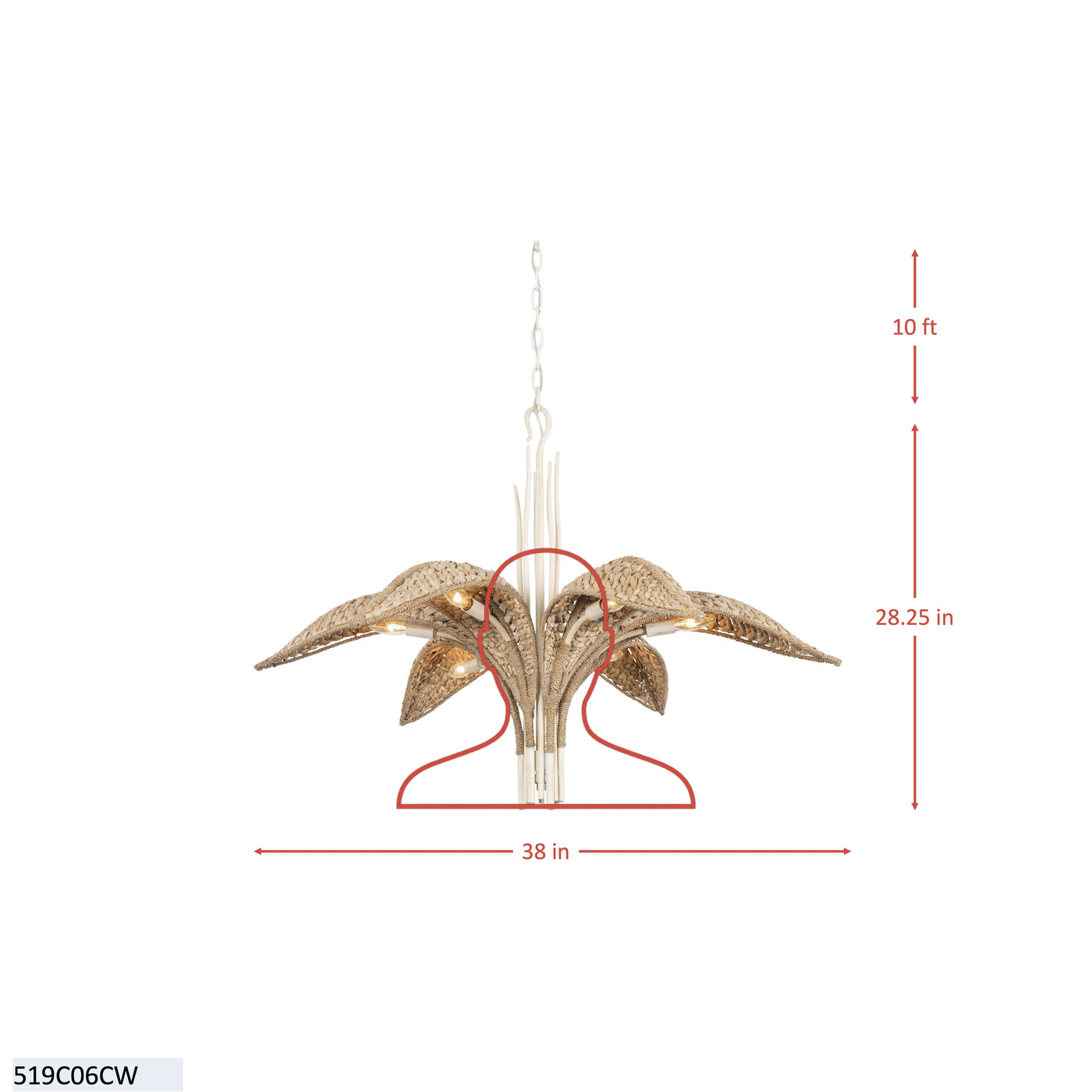 Century Palm 6 Light Chandelier