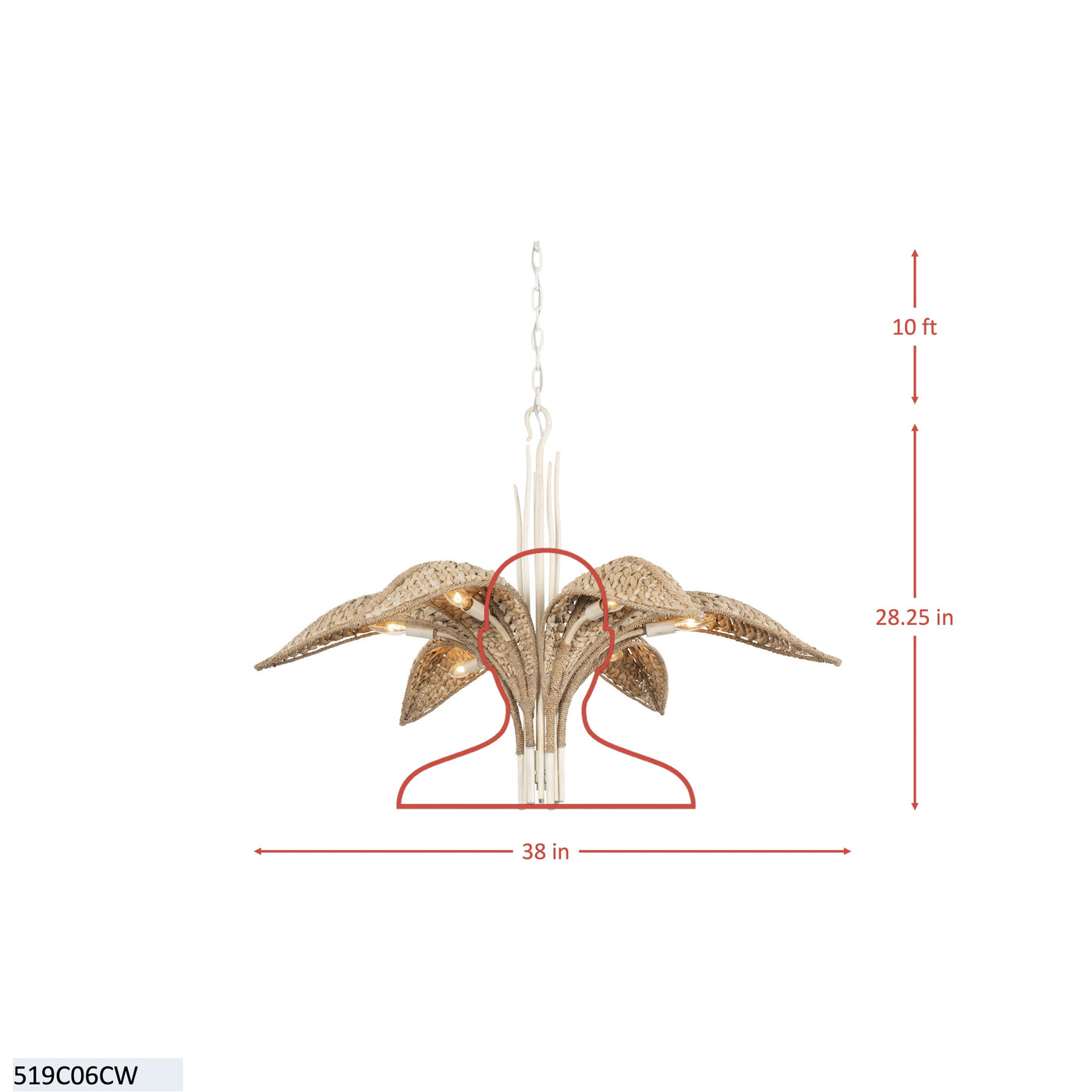 Century Palm 6 Light Chandelier