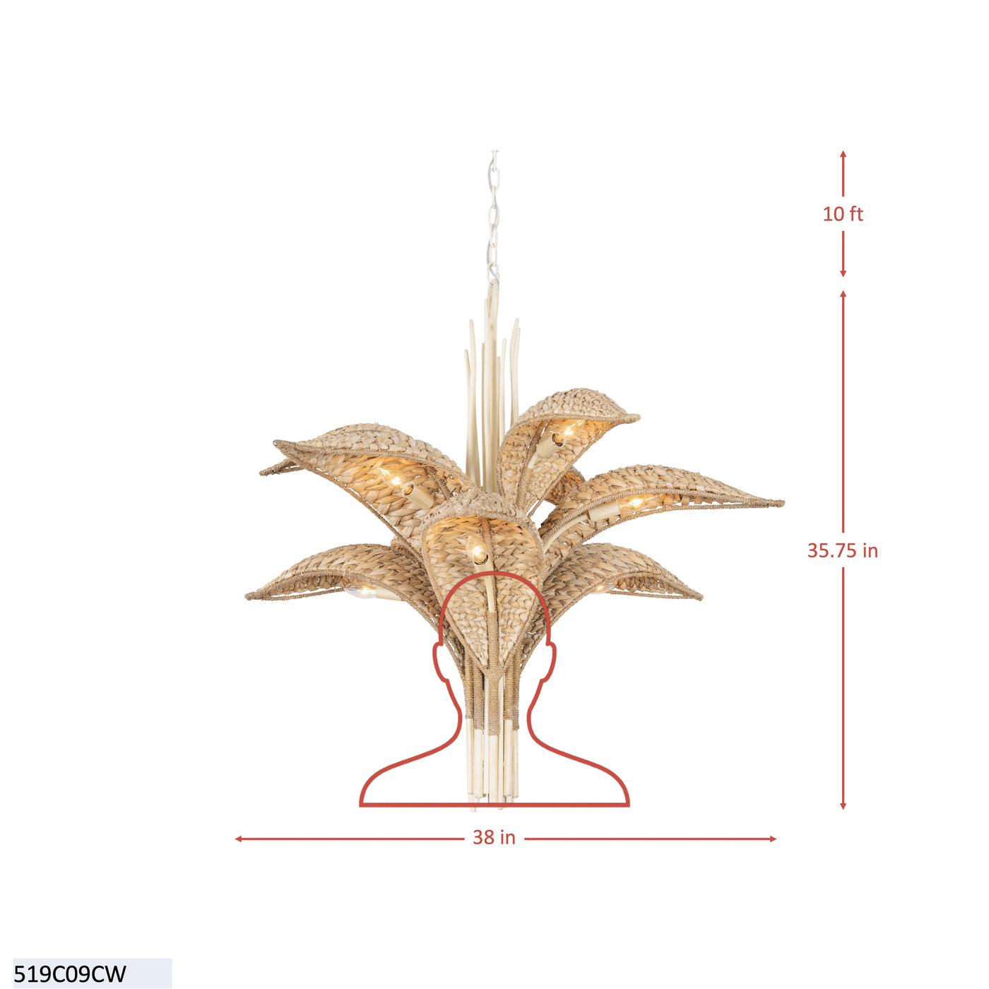 Century Palm 9 Light 3-Tier Chandelier
