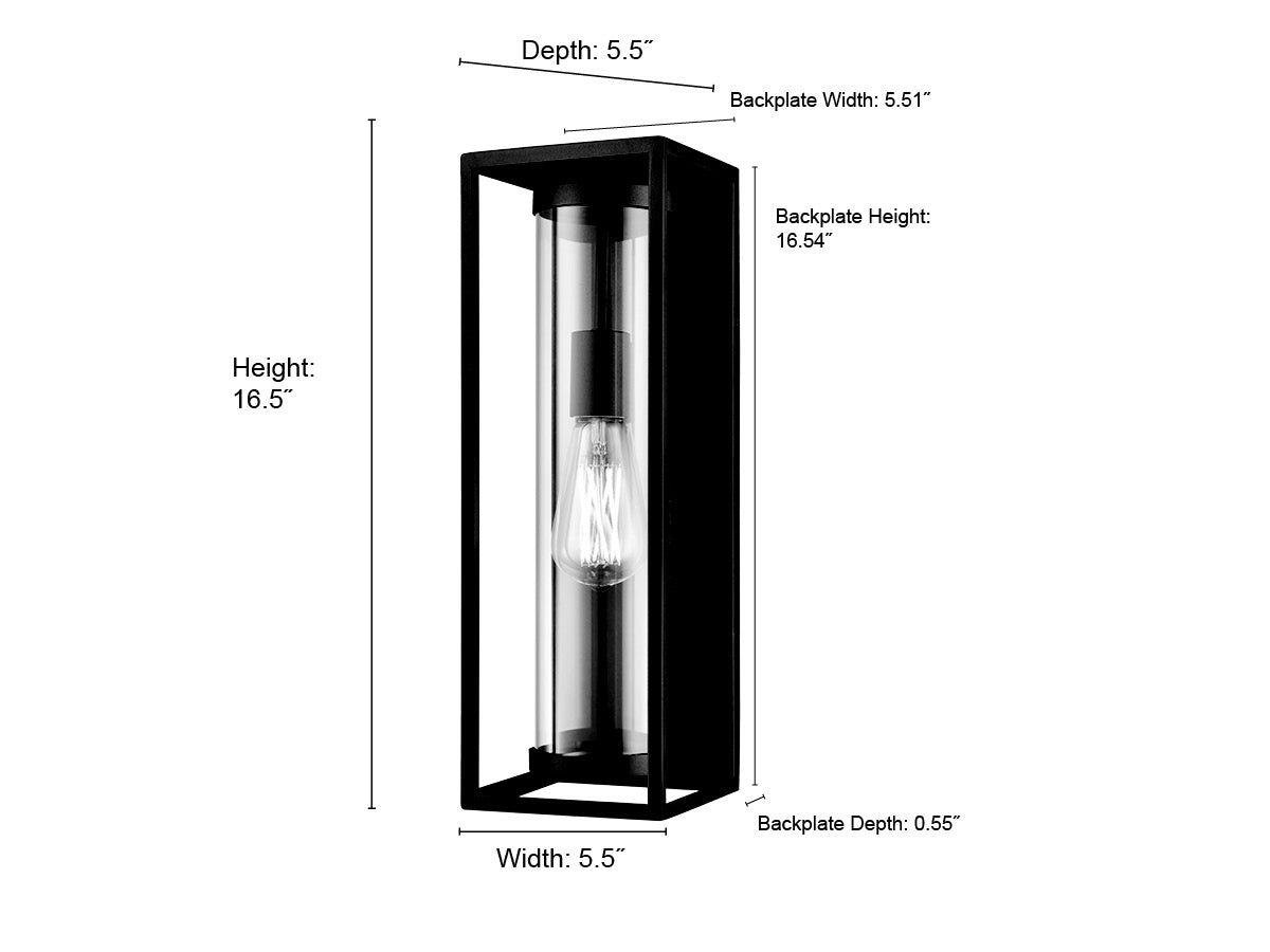 16.5-inch Caleb Textured Black 1-Light Outdoor Wall Sconce