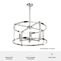 Astwood 26-inch 6-light Polished Nickel Drum Chandelier with Clear Glass