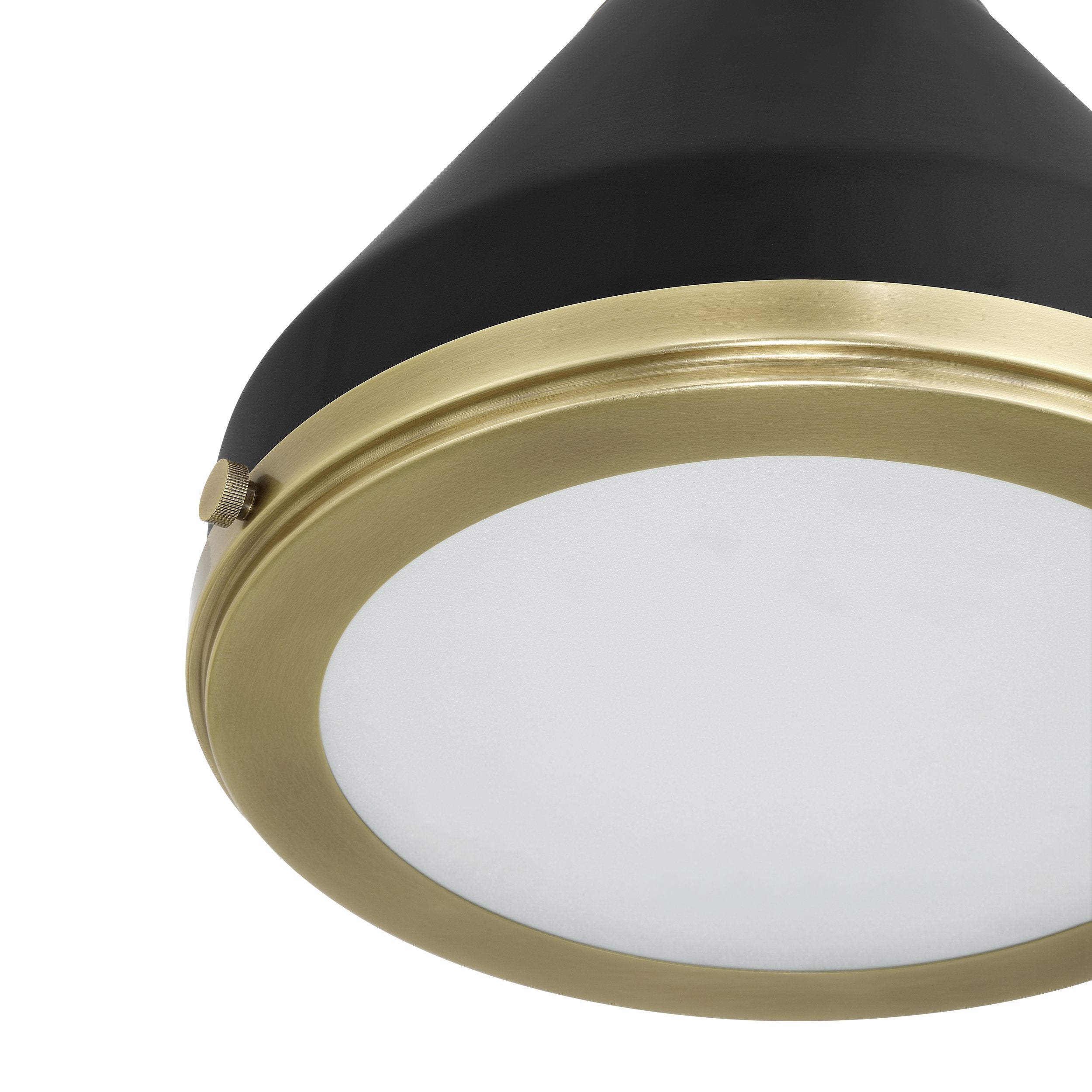 Doyle 13-inch 1-light Natural Brass Pendant Light with Matte Black Metal Shade
