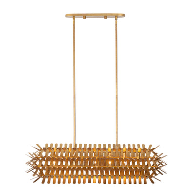 12'' Spur 7 Light Oxidized Gold Leaf Linear Pendant