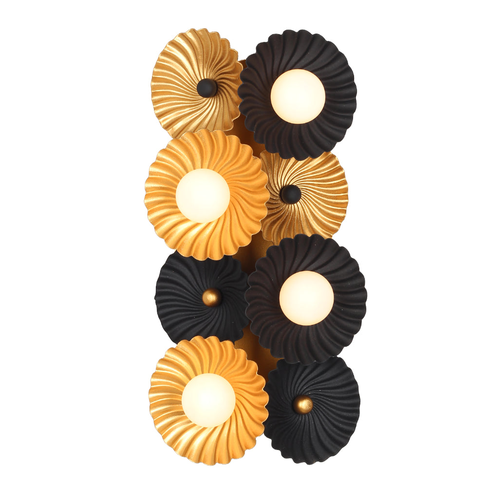 8'' Damask 6 Light Matte Black w/ Vintage Brass Wall Sconce