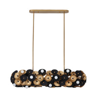 10'' Damask 6 Light Matte Black w/ Vintage Brass Linear Pendant
