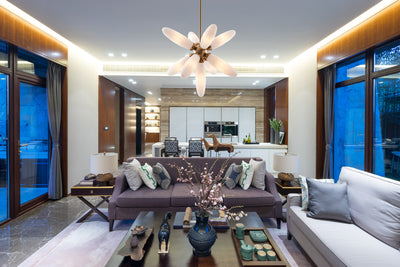 26'' Crest 9 Light Winter Brass Pendant