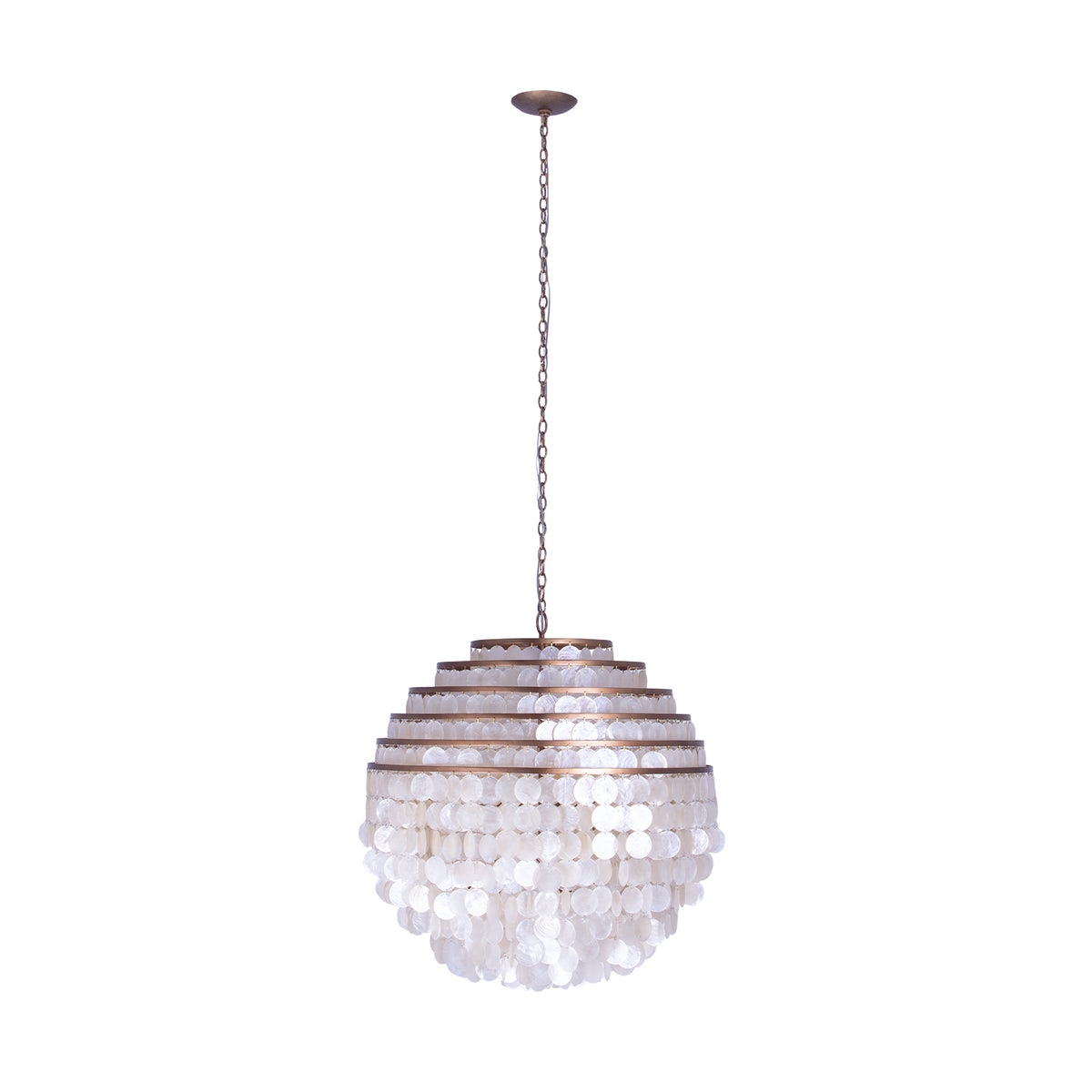 29'' Sphere 6 Light Pearlized Antique Brass Pendant