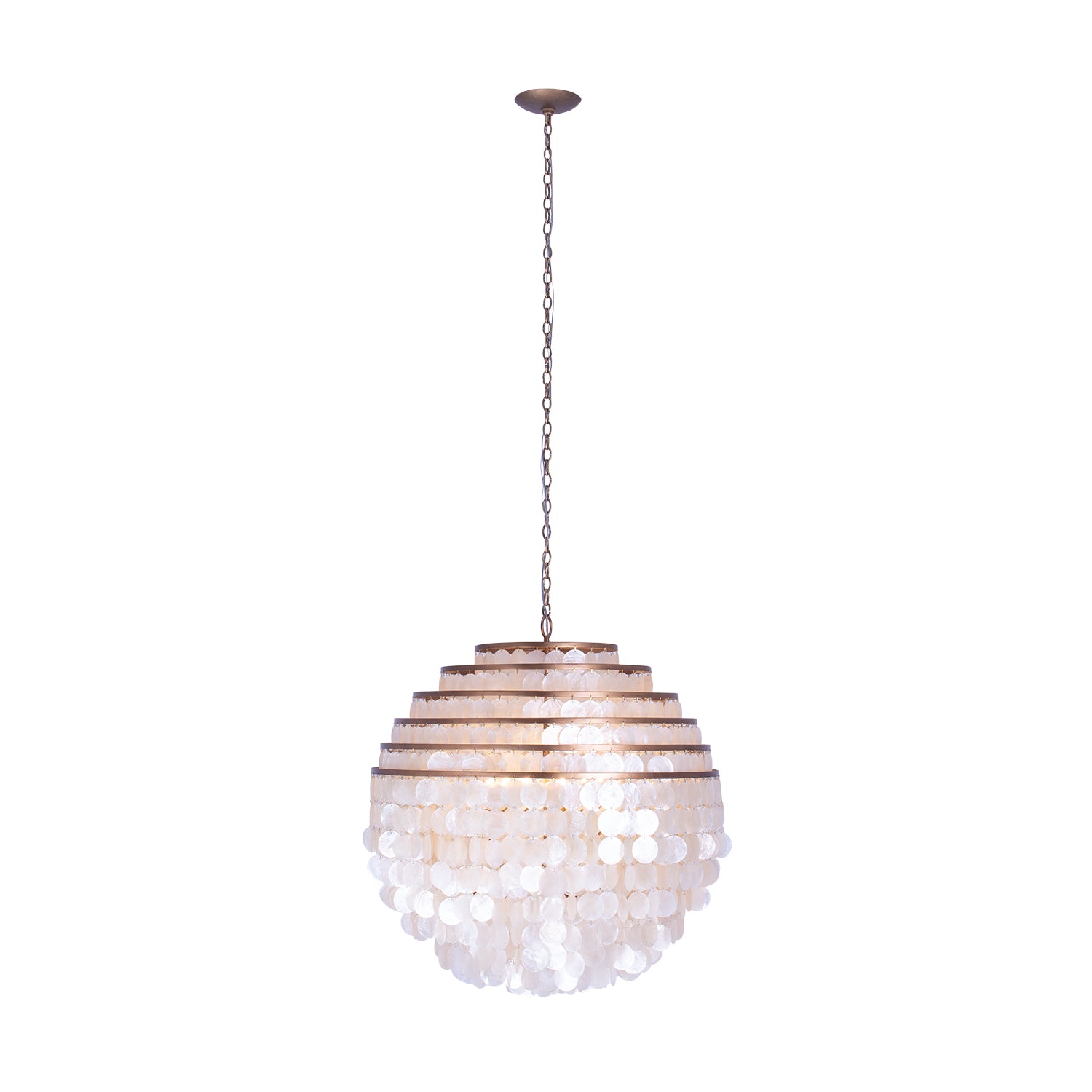 29'' Sphere 6 Light Pearlized Antique Brass Pendant