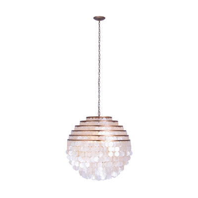 29'' Sphere 6 Light Pearlized Antique Brass Pendant