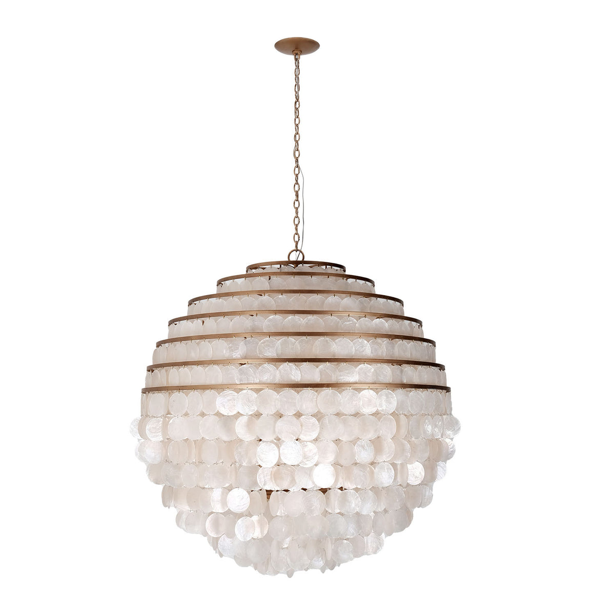37.5'' Sphere 8 Light Pearlized Antique Brass Chandelier