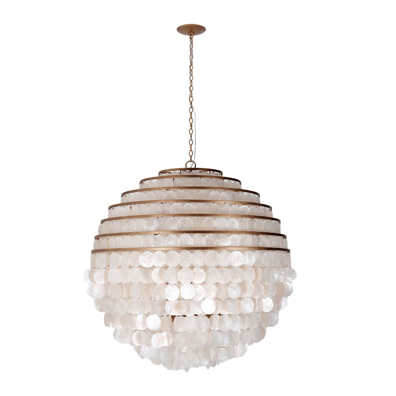 37.5'' Sphere 8 Light Pearlized Antique Brass Chandelier