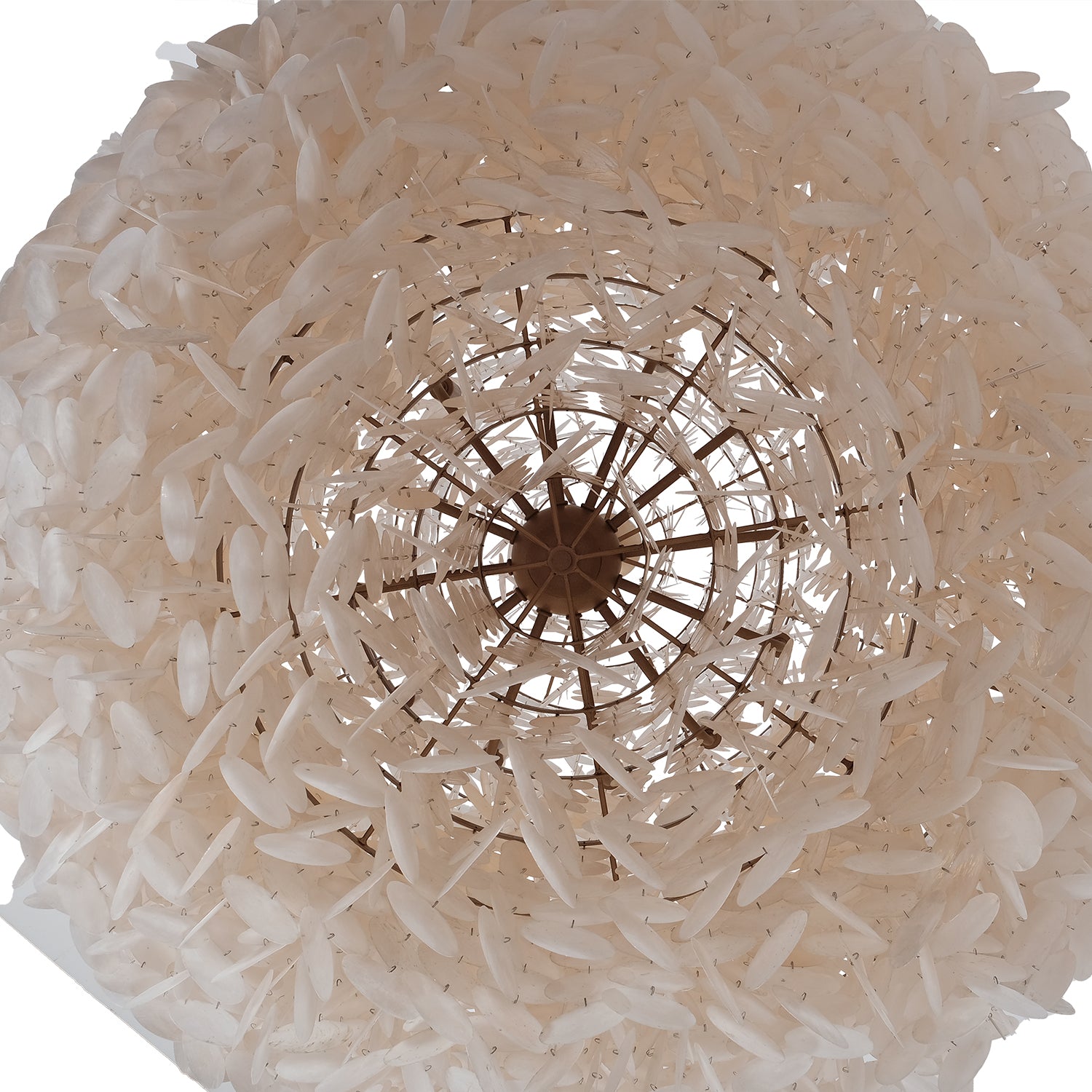 50'' Sphere 12 Light Pearlized Antique Brass Chandelier