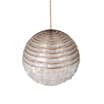 50'' Sphere 12 Light Pearlized Antique Brass Chandelier