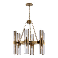 17'' Duet 12 Light Vintage Brass Chandelier