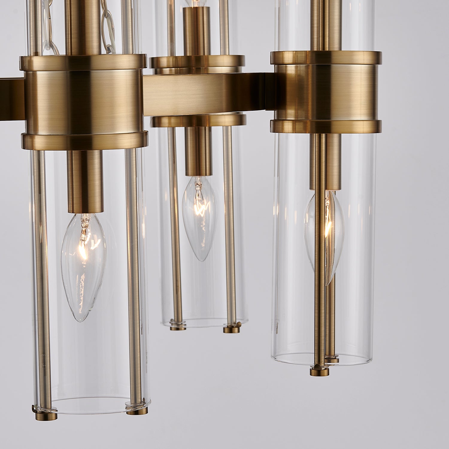 17'' Duet 12 Light Vintage Brass Chandelier
