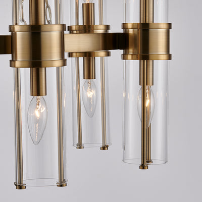 17'' Duet 12 Light Vintage Brass Chandelier