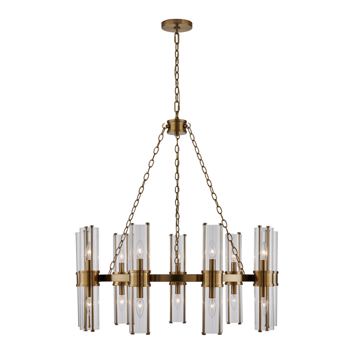 17'' Duet 18 Light Vintage Brass Chandelier
