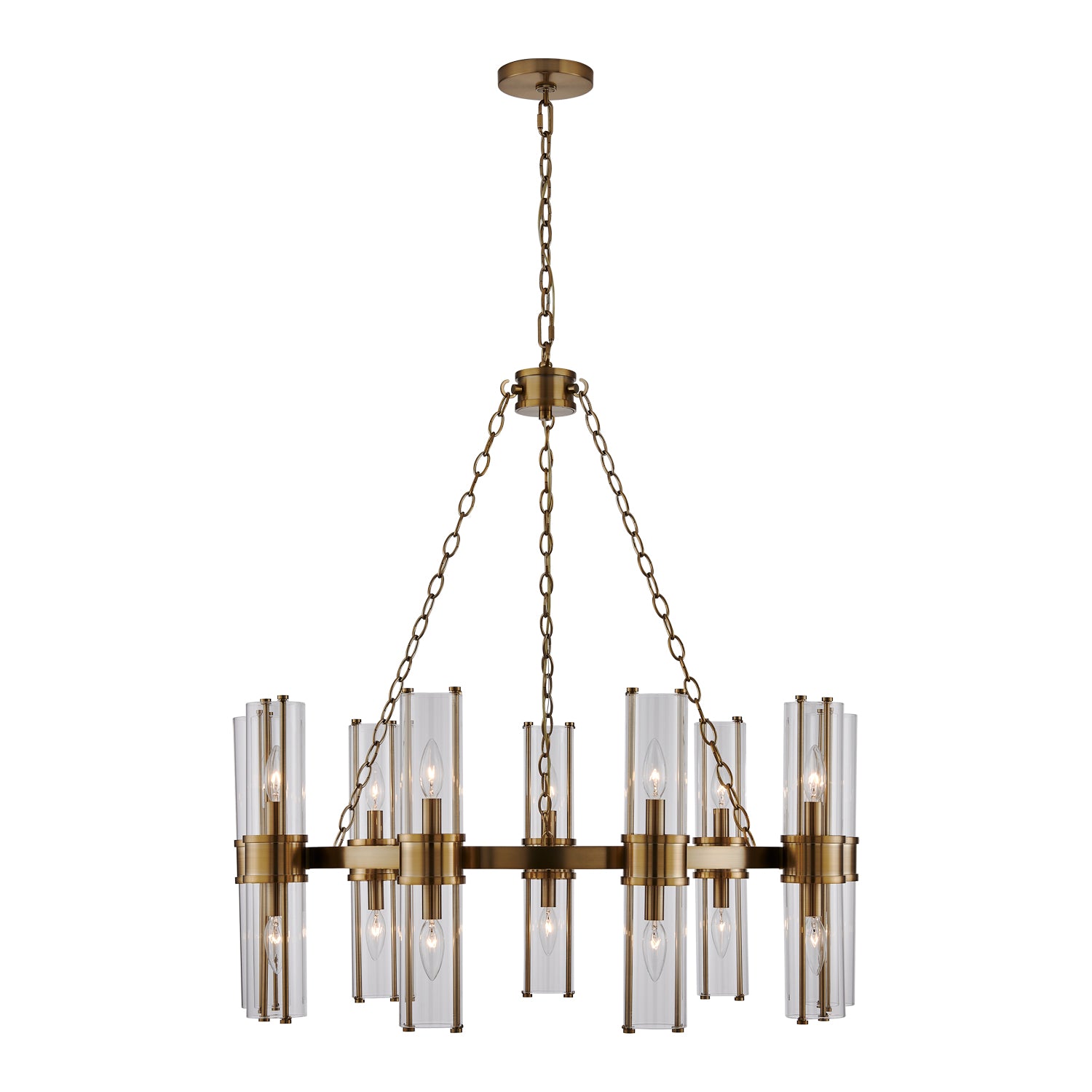 17'' Duet 18 Light Vintage Brass Chandelier
