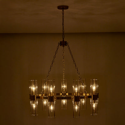 17'' Duet 18 Light Vintage Brass Chandelier