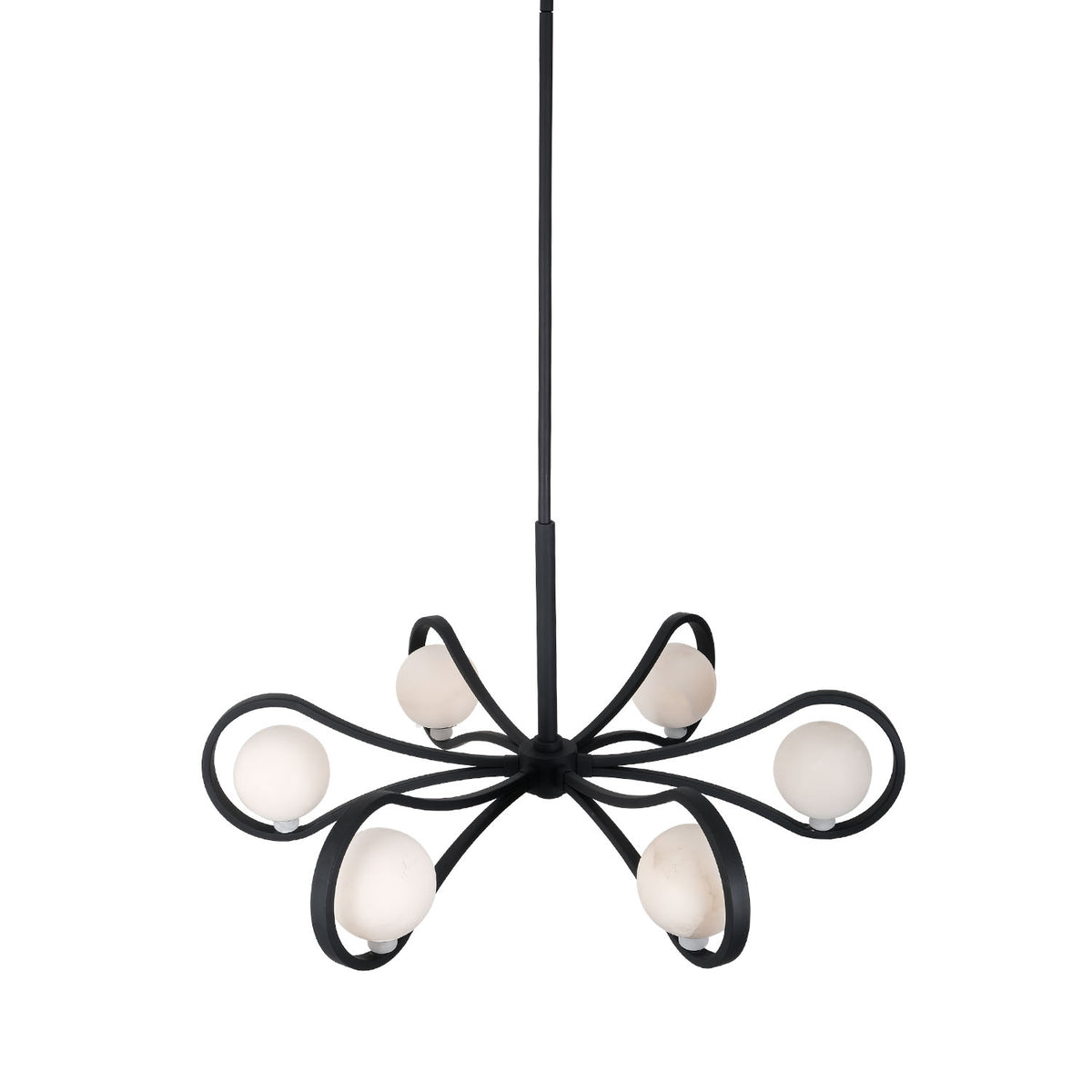 26'' Elliptical 6 Light Matte Black Chandelier