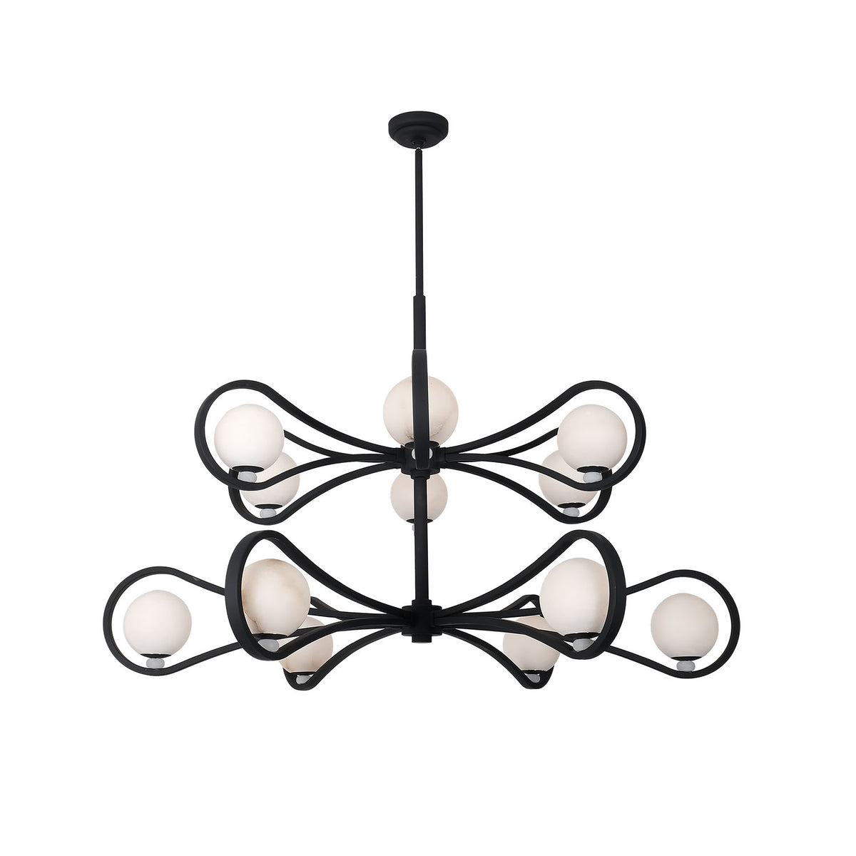 39'' Elliptical 12 Light Matte Black Chandelier