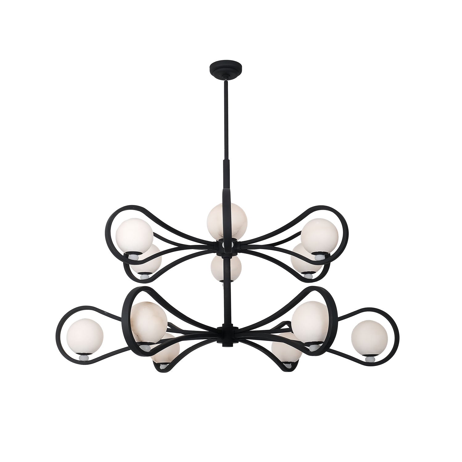 39'' Elliptical 12 Light Matte Black Chandelier