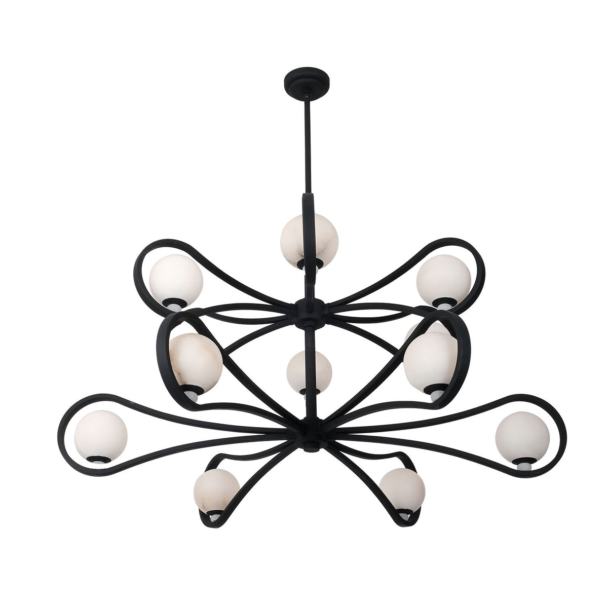 39'' Elliptical 12 Light Matte Black Chandelier
