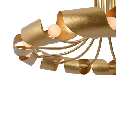 25.5'' Ribbon 12 Light Bright Gold Chandelier