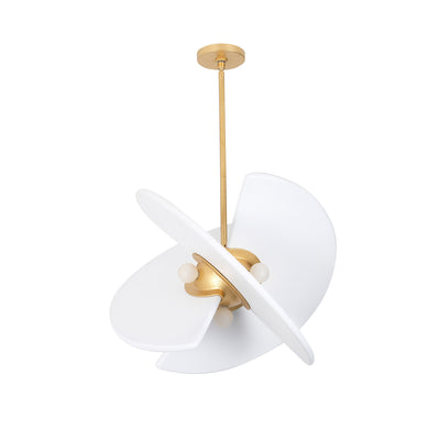 18.25'' Rotary 4 Light Bright Gold/White Pendant