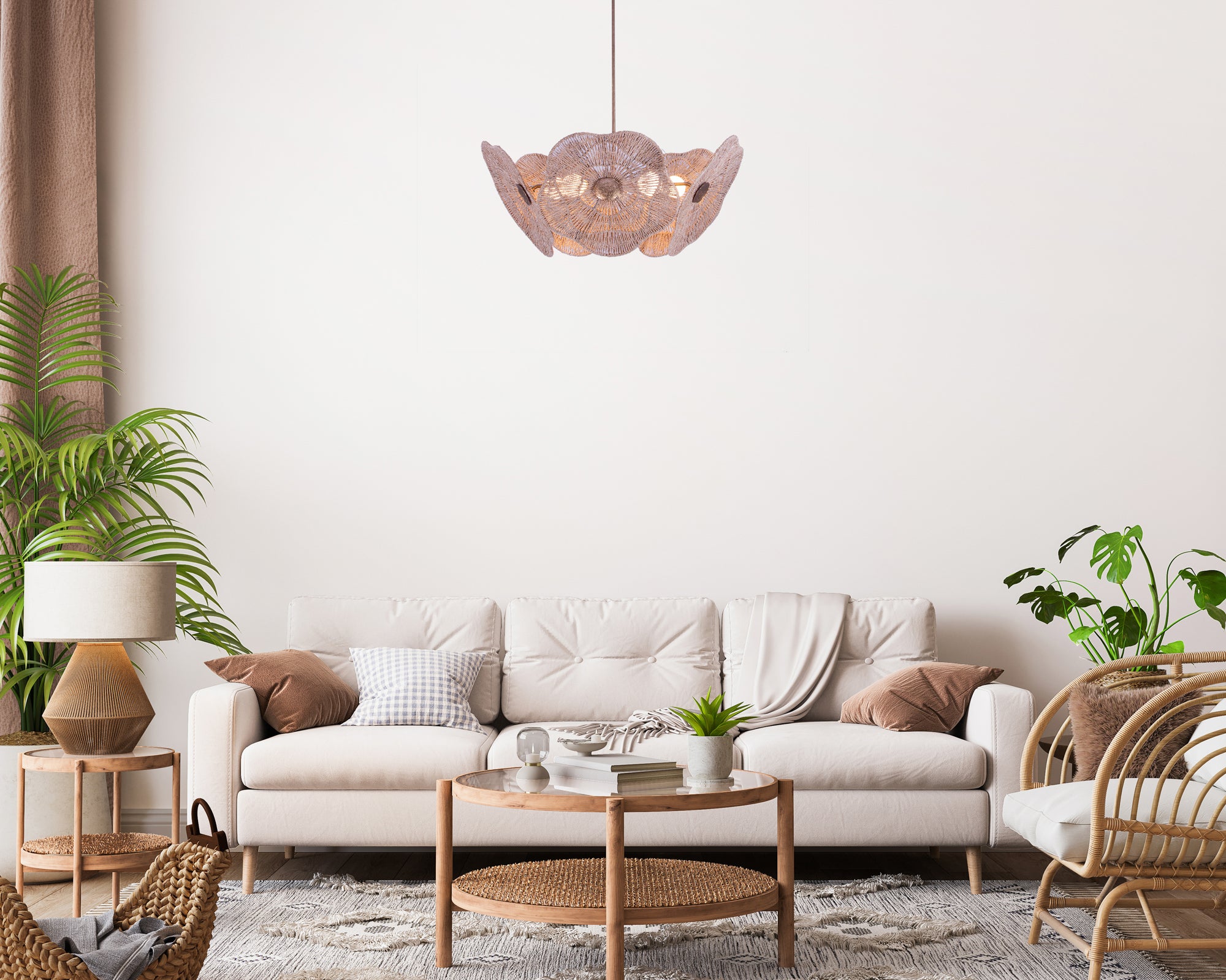 20'' Poppy 5 Light Pearlized Antique Brass Chandelier