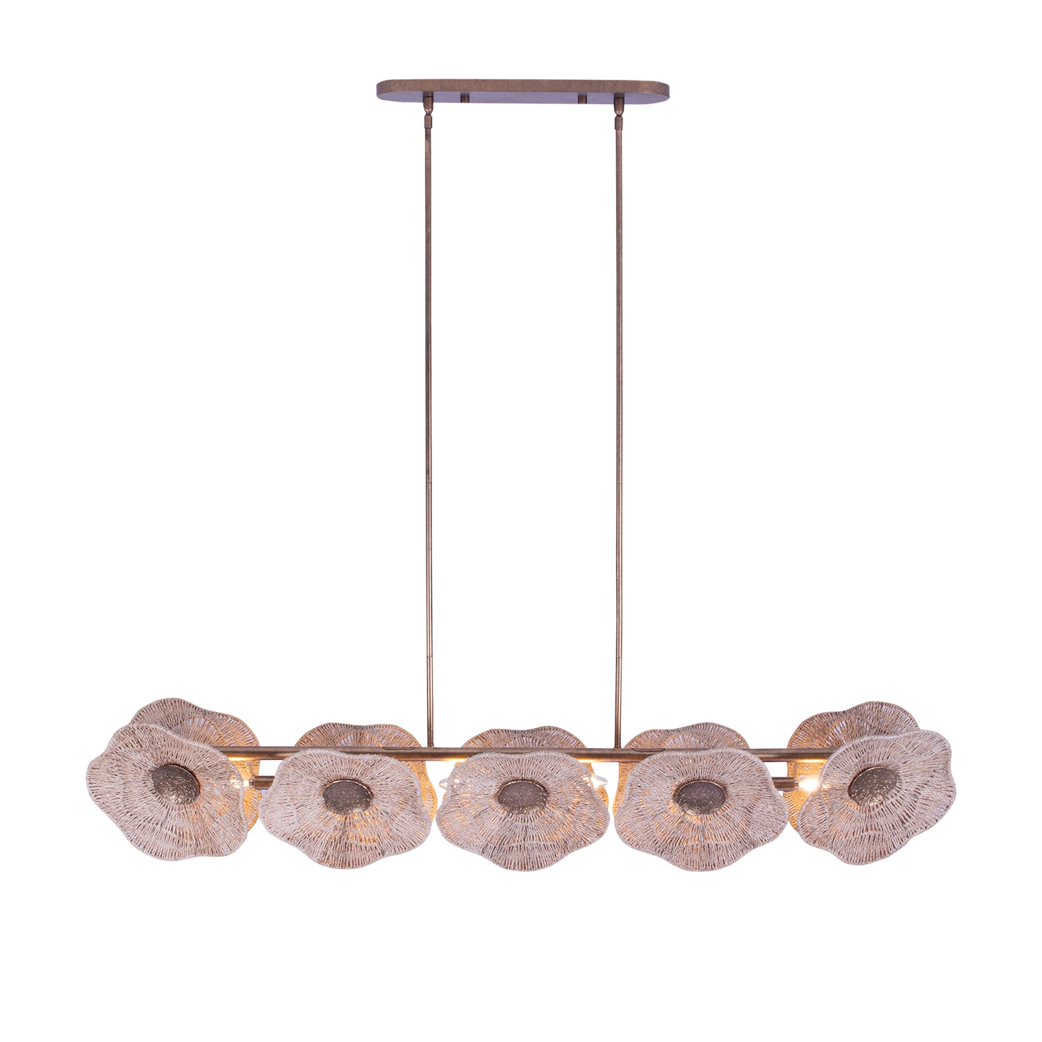 16'' Poppy 5 Light Pearlized Antique Brass Linear Pendant
