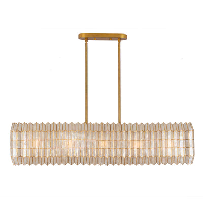 12'' Fractal 10 Light Oxidized Gold Leaf Linear Pendant
