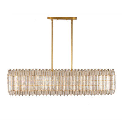 12'' Fractal 10 Light Oxidized Gold Leaf Linear Pendant