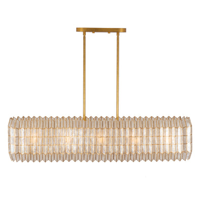 12'' Fractal 10 Light Oxidized Gold Leaf Linear Pendant