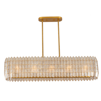 12'' Fractal 10 Light Oxidized Gold Leaf Linear Pendant