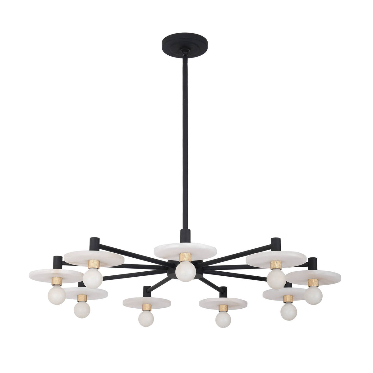 14'' Discus 9 Light Matte Black Chandelier