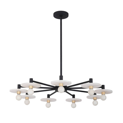 14'' Discus 9 Light Matte Black Chandelier