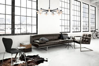 14'' Discus 9 Light Matte Black Chandelier