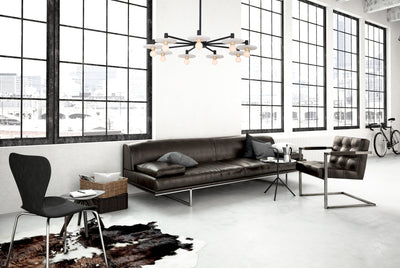 14'' Discus 9 Light Matte Black Chandelier