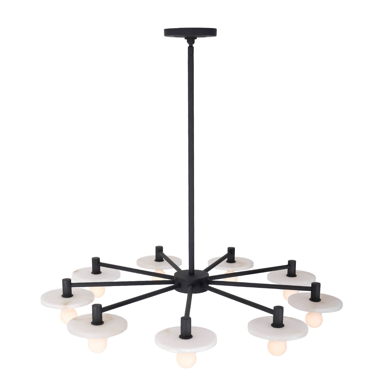 14'' Discus 9 Light Matte Black Chandelier