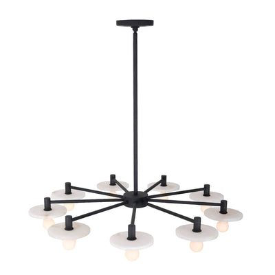 14'' Discus 9 Light Matte Black Chandelier