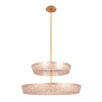 18'' Geo 2 Light Oxidized Gold Leaf Tiered Chandelier