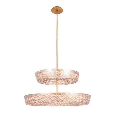 18'' Geo 2 Light Oxidized Gold Leaf Tiered Chandelier