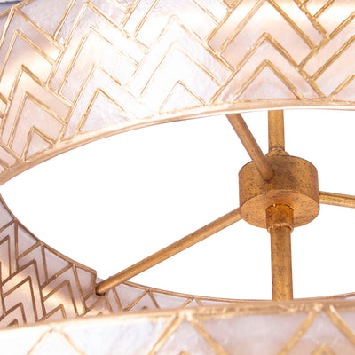 18'' Geo 2 Light Oxidized Gold Leaf Tiered Chandelier