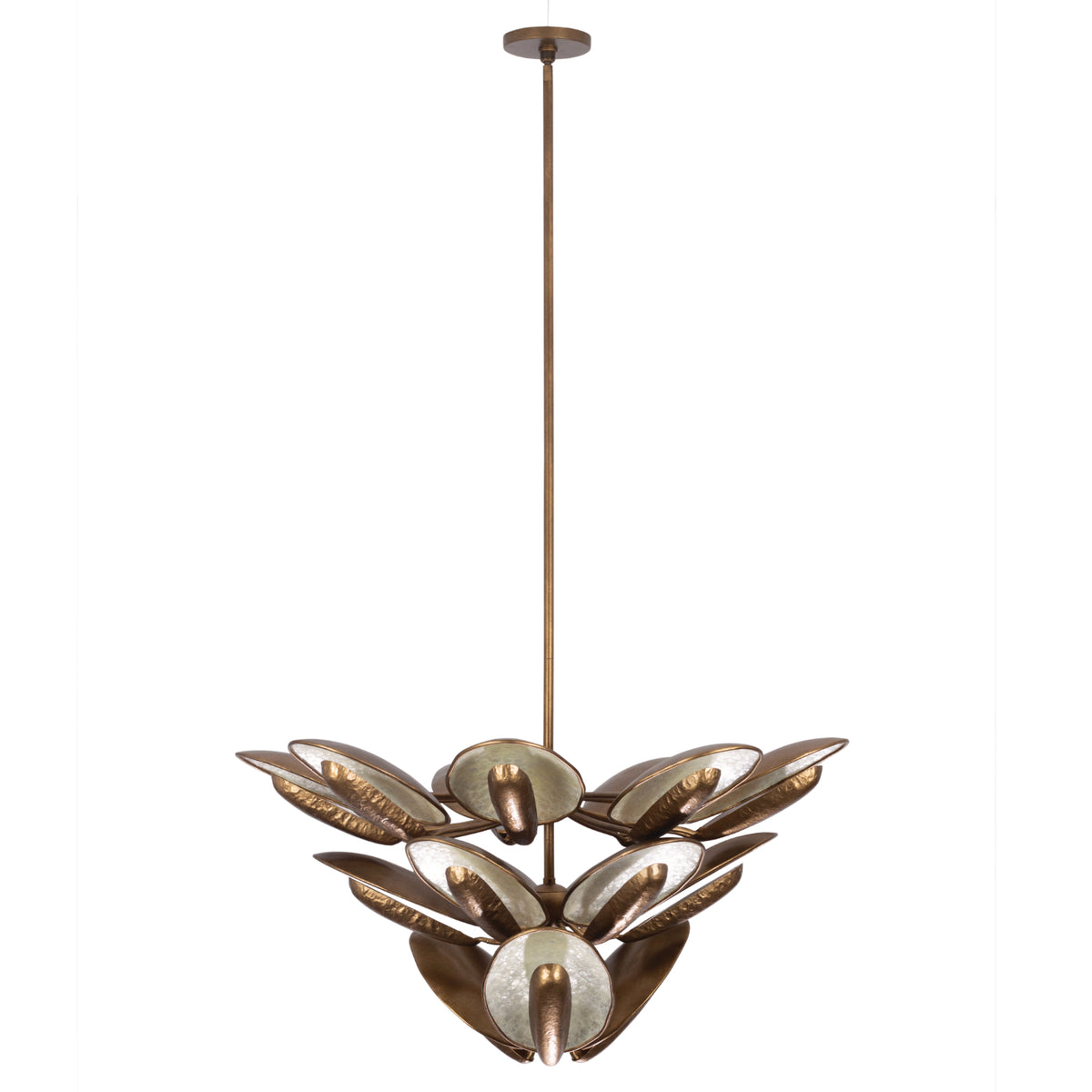 22'' Spat 1 Light Pearlized Antique Brass Tiered Chandelier