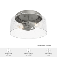 Hartland 11.5-inch 2-light Matte Silver Flush Mount Ceiling Light with Seeded Glass
