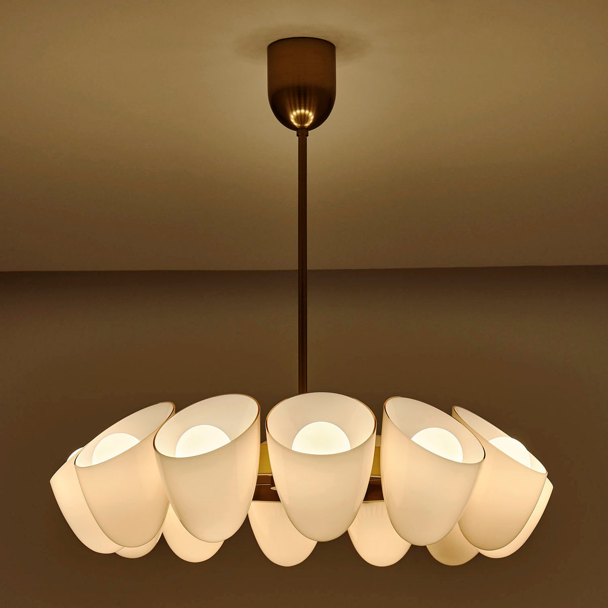 21'' Cocoon 12 Light Winter Brass Chandelier